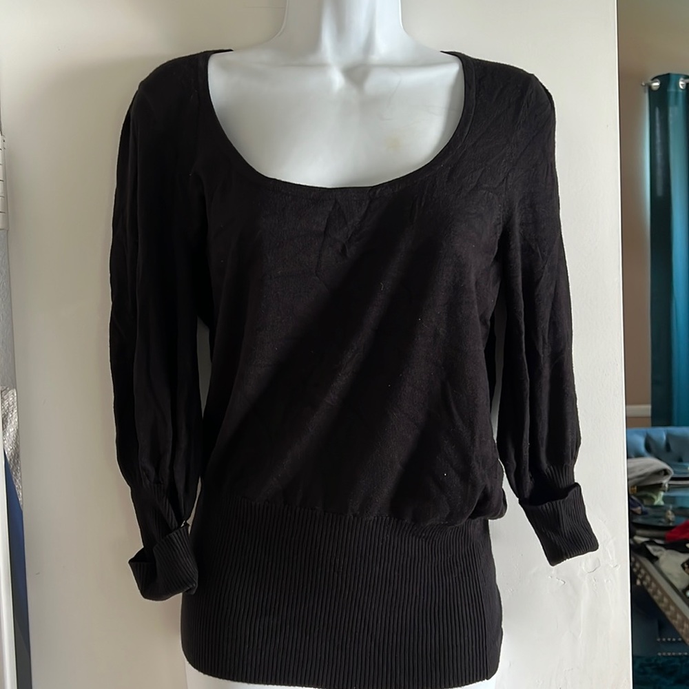Express black sweater, stretchy quarter sleeve long blouse top